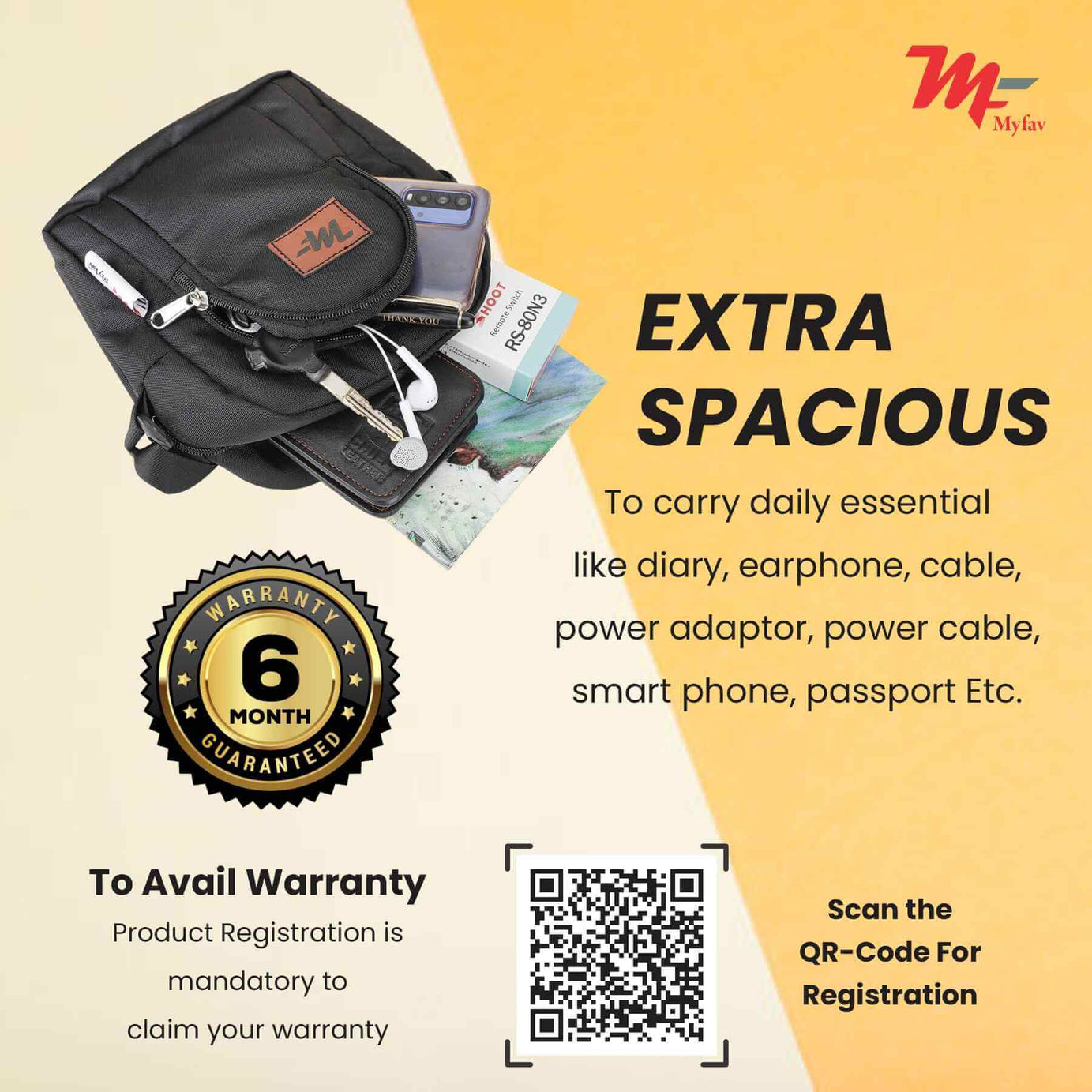 MY FAV Messenger Bag for Men Women, Water Resistance Heavy Duty Multi-Compartment Zipper Closure Office, Sling Bag for Boys Girls