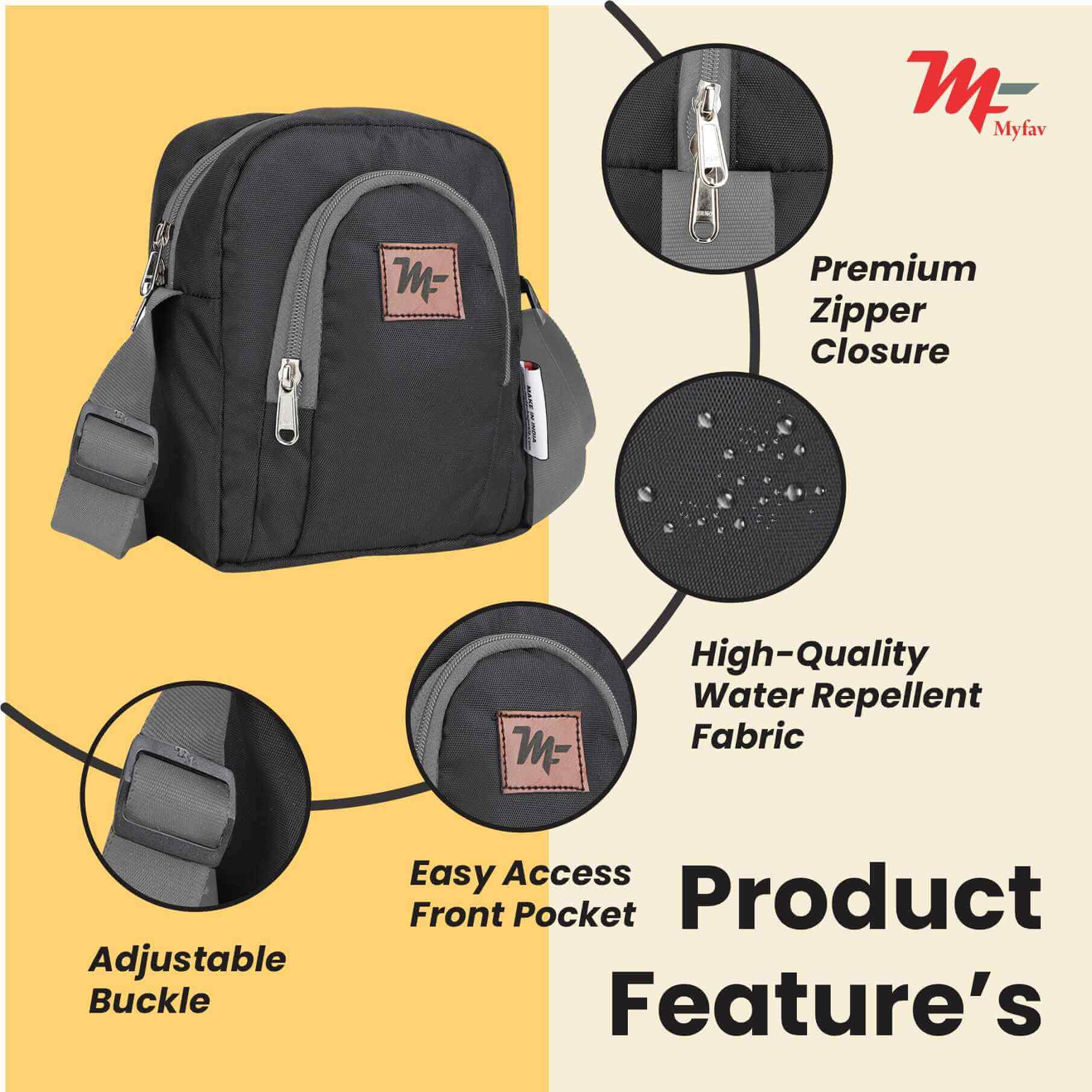 MY FAV Messenger Bag for Men Women, Water Resistance Heavy Duty Multi-Compartment Zipper Closure Office, Sling Bag for Boys Girls (Copy)