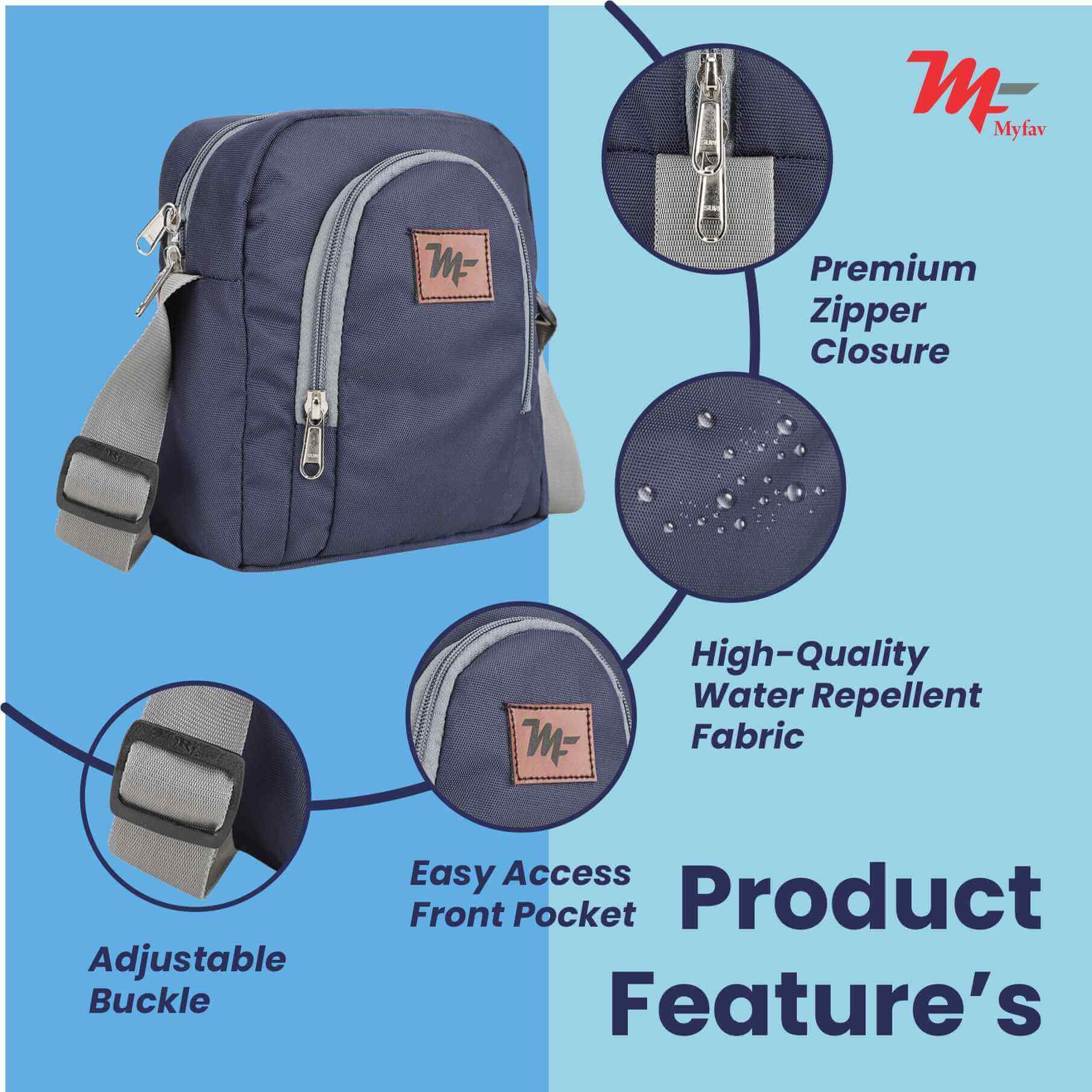 MY FAV Messenger Bag for Men Women, Water Resistance Heavy Duty Multi-Compartment Zipper Closure Office, Sling Bag for Boys Girls (Copy) (Copy)