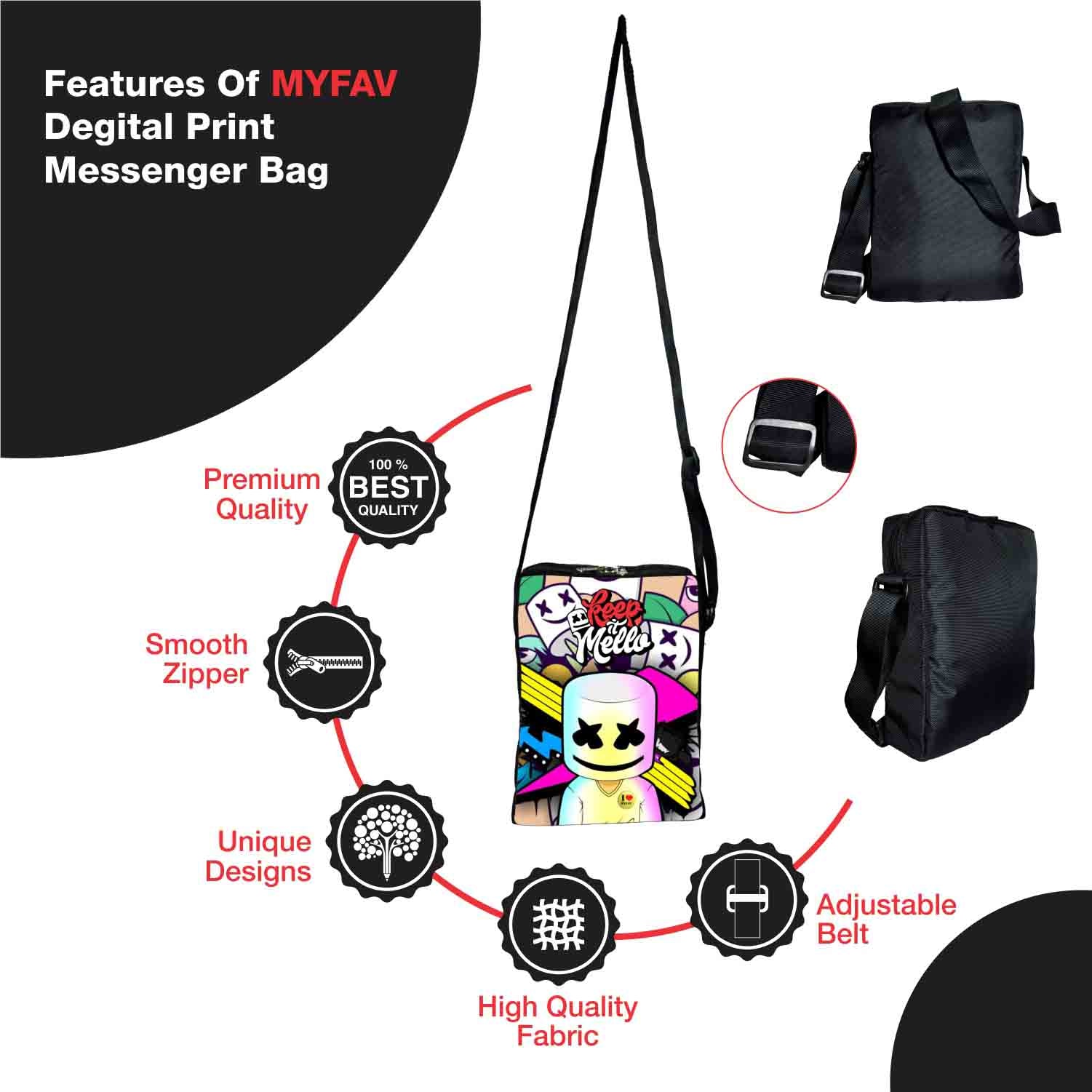 My Fav Keep it Mello Messanger Bag  For Men Women Sling Bag For Boys Girls