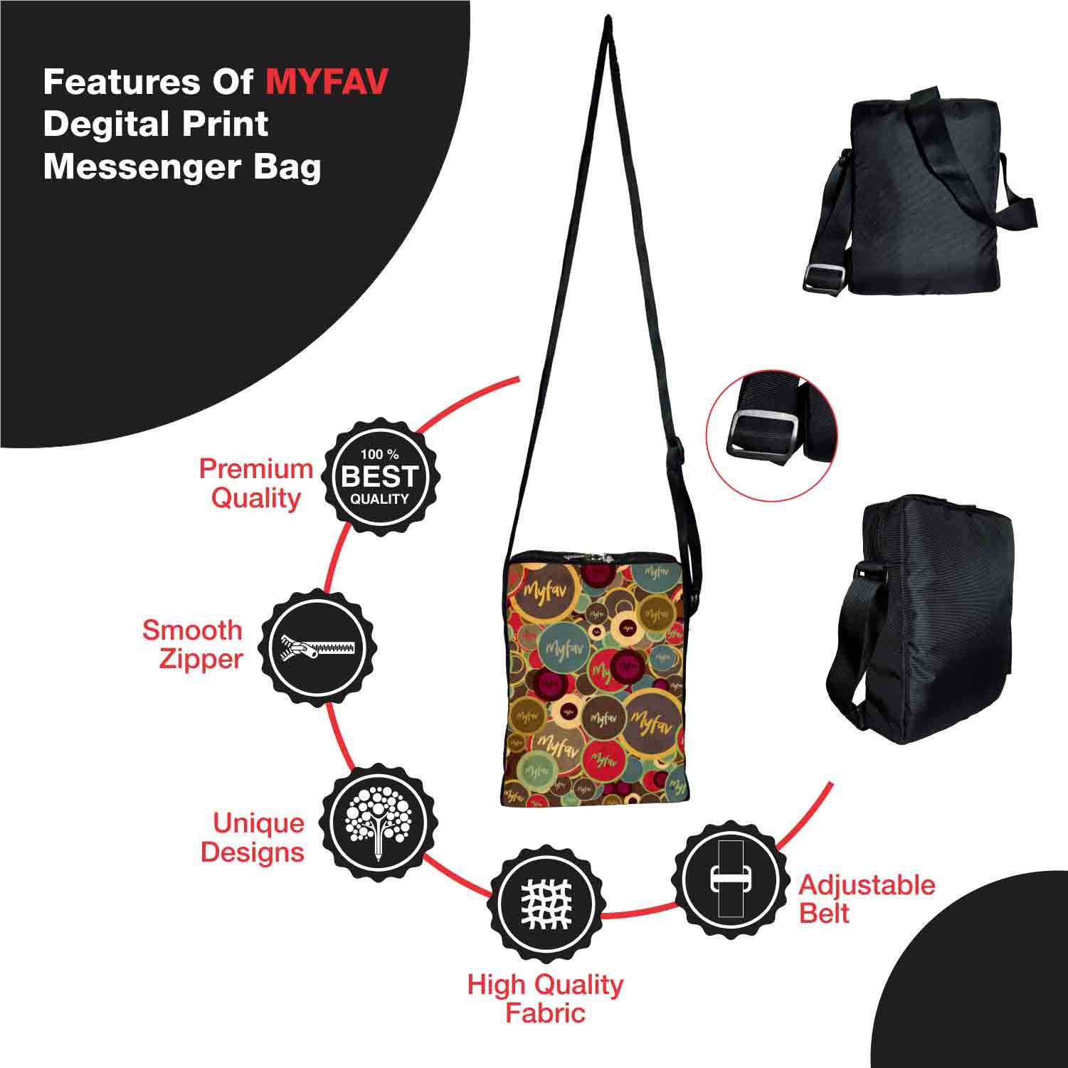My Fav My Fav Circles Print Messanger Bag For Men Women Sling Bag For Boys Girls