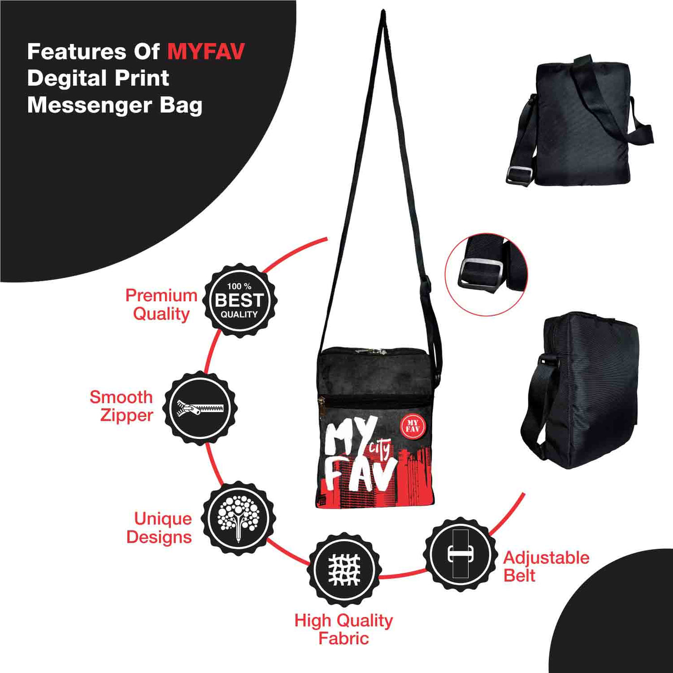 My Fav Myfav Citi Print Messanger Bag Sling Bag For Boys Girls