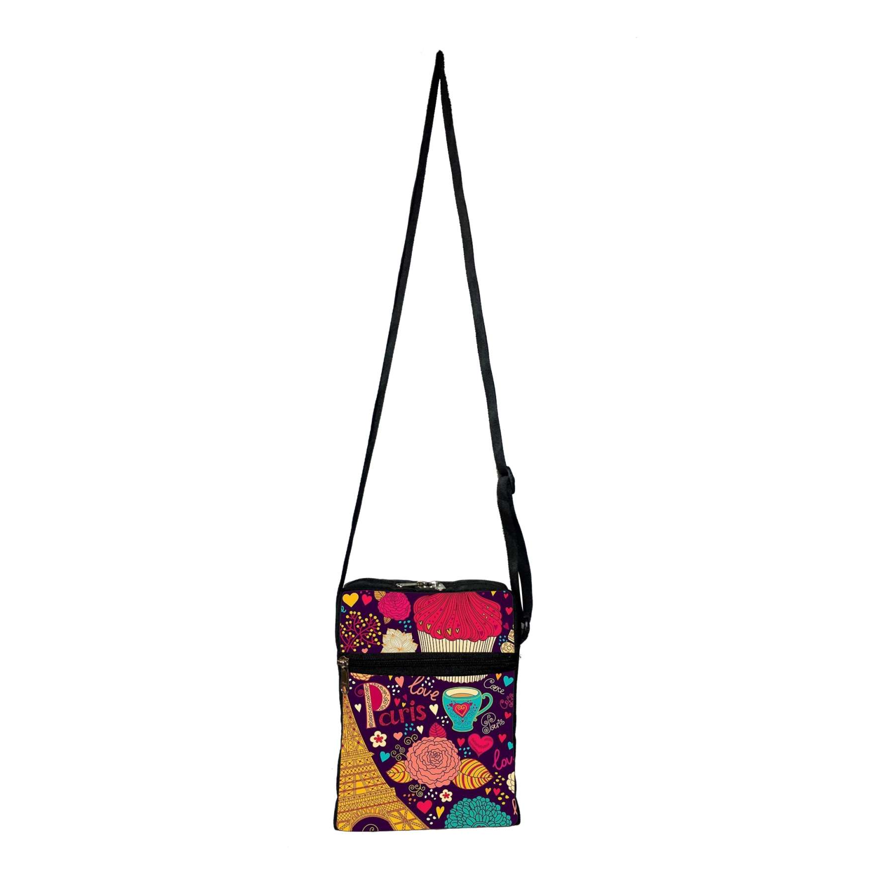 My Fav Love Paris Print Messanger Bag Sling Bag For Boys Girls