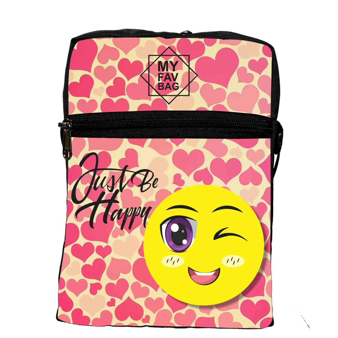 My Fav Just Be Happy Messanger Bag For Men Women Sling Bag For Boys Girls