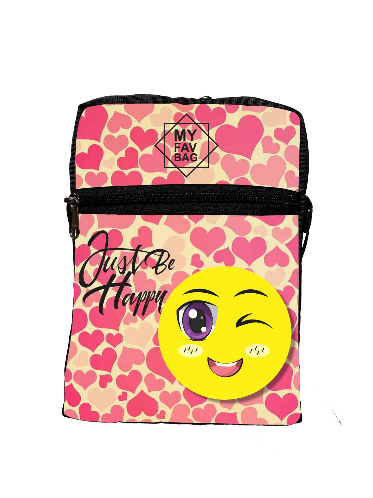 My Fav Just Be Happy Messanger Bag For Men Women Sling Bag For Boys Girls