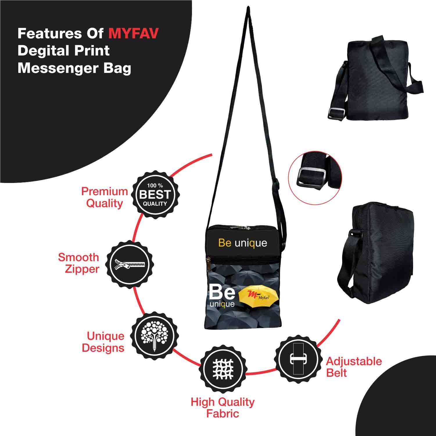 My Fav Be Unique Messanger Bag For Men Women Sling Bag For Boys Girls