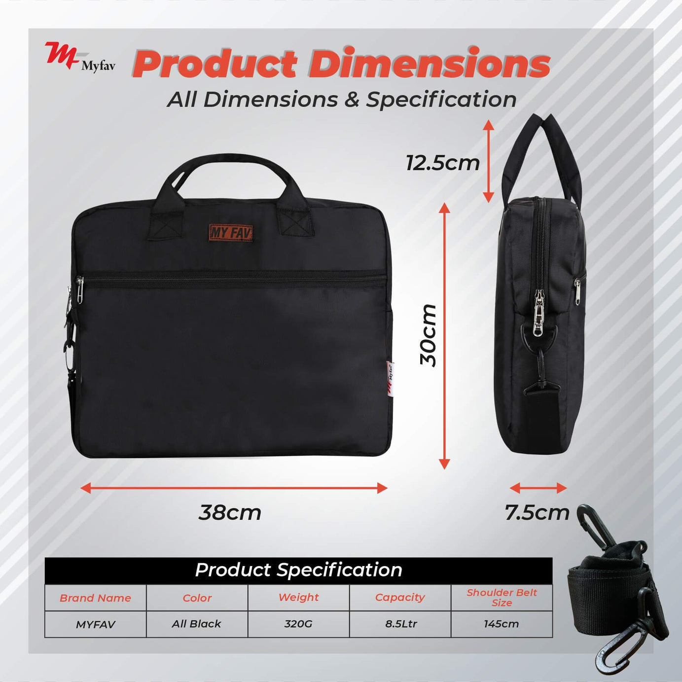 MY FAV Office Bag for Men and Women, Water Repellent Highly Durable Business Briefcase Bag for Laptop/ Notebook/ MacBook/ Office/ Travel/ Business - Design 1