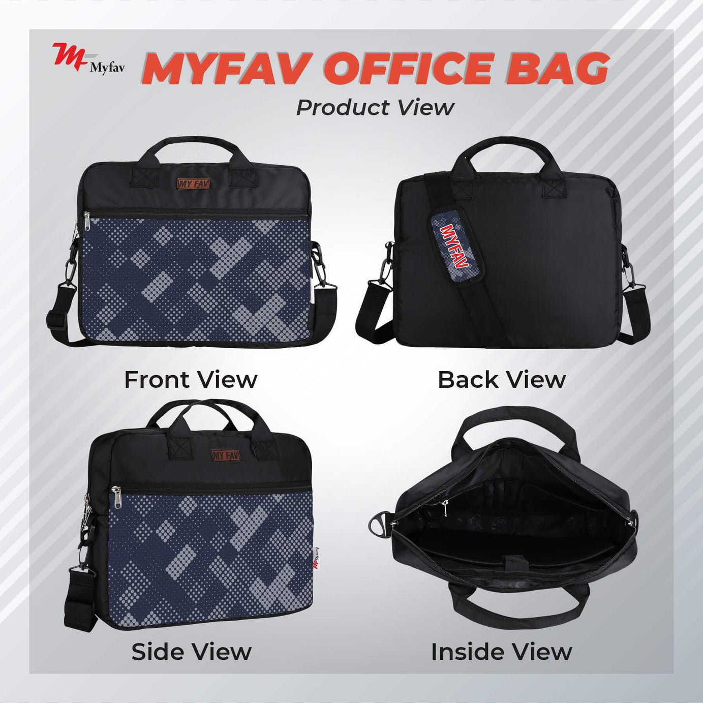 MY FAV Office Bag for Men and Women, Water Repellent Highly Durable Business Briefcase Bag for Laptop/Notebook/MacBook/Office/Travel/Business - Design 2