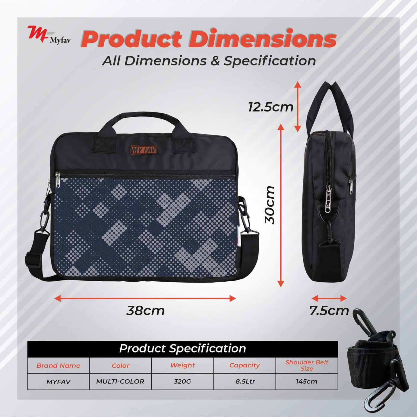 MY FAV Office Bag for Men and Women, Water Repellent Highly Durable Business Briefcase Bag for Laptop/Notebook/MacBook/Office/Travel/Business - Design 2