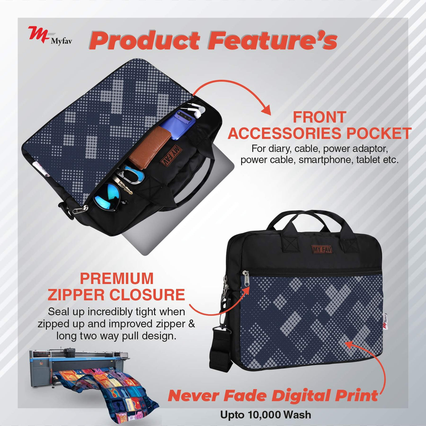 MY FAV Office Bag for Men and Women, Water Repellent Highly Durable Business Briefcase Bag for Laptop/Notebook/MacBook/Office/Travel/Business - Design 2