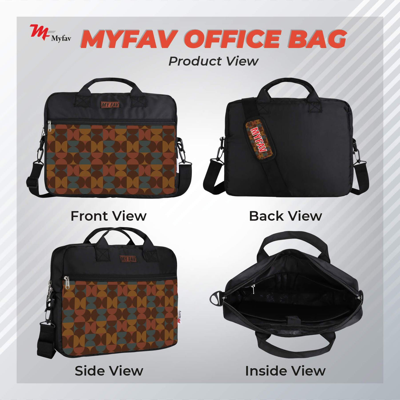 MY FAV Office Bag for Men and Women, Water Repellent Highly Durable Business Briefcase Bag for Laptop/Notebook/MacBook/Office/Travel/Business - Design 3