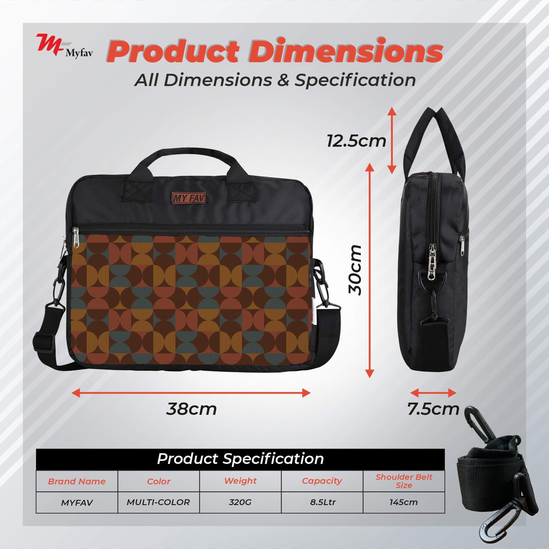 MY FAV Office Bag for Men and Women, Water Repellent Highly Durable Business Briefcase Bag for Laptop/Notebook/MacBook/Office/Travel/Business - Design 3