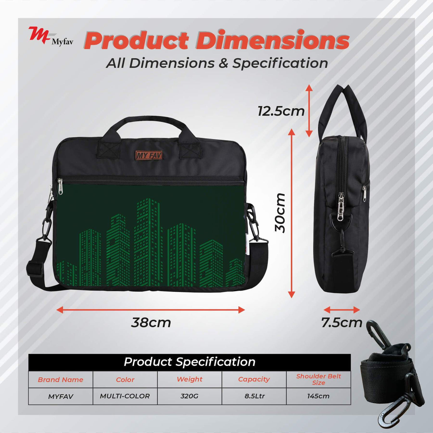 MY FAV Office Bag for Men and Women, Water Repellent Highly Durable Business Briefcase Bag for Laptop/Notebook/MacBook/Office/Travel/Business - Design 4