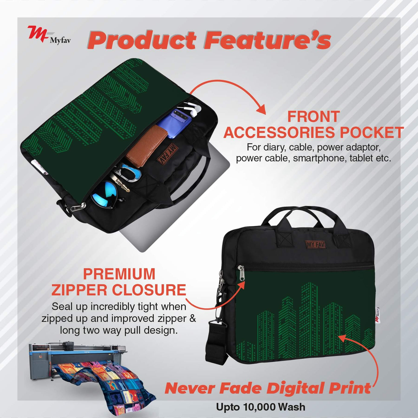 MY FAV Office Bag for Men and Women, Water Repellent Highly Durable Business Briefcase Bag for Laptop/Notebook/MacBook/Office/Travel/Business - Design 4