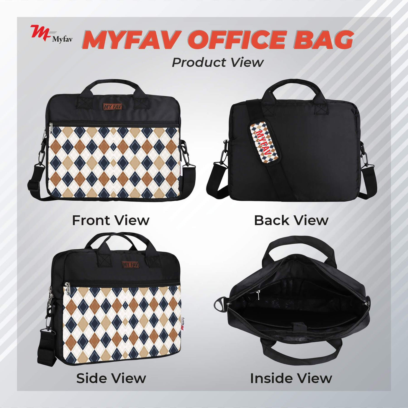 MY FAV Office Bag for Men and Women, Water Repellent Highly Durable Business Briefcase Bag for Laptop/Notebook/MacBook/Office/Travel/Business - Design 5