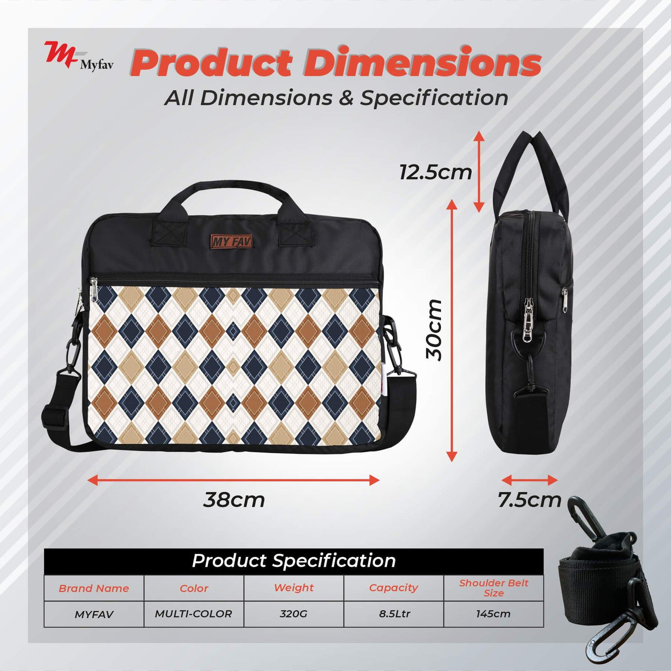 MY FAV Office Bag for Men and Women, Water Repellent Highly Durable Business Briefcase Bag for Laptop/Notebook/MacBook/Office/Travel/Business - Design 5