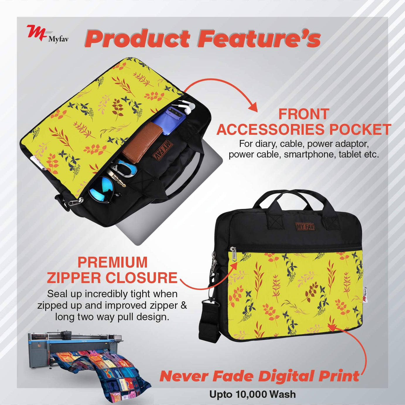 MY FAV Office Bag for Men and Women, Water Repellent Highly Durable Business Briefcase Bag for Laptop/Notebook/MacBook/Office/Travel/Business - Design 6