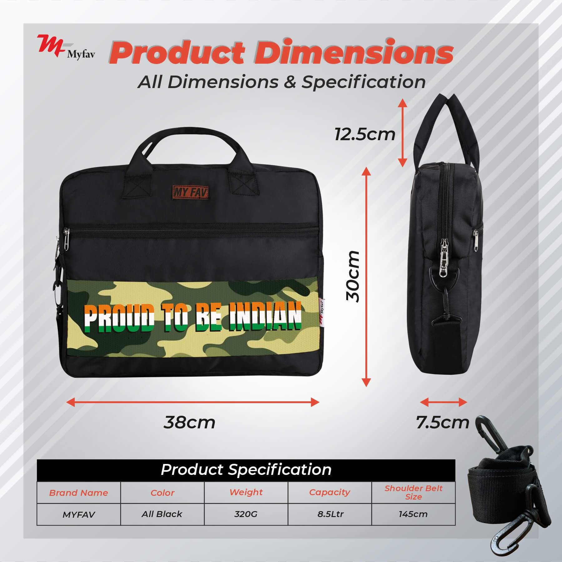 MY FAV Office Bag for Men and Women, Water Repellent Highly Durable Business Briefcase Bag for Laptop/Notebook/MacBook/Office/Travel/Business - Design 8