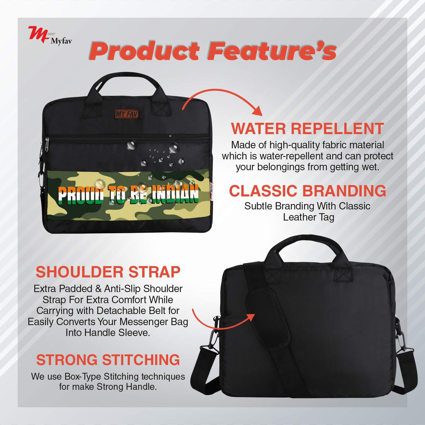 MY FAV Office Bag for Men and Women, Water Repellent Highly Durable Business Briefcase Bag for Laptop/Notebook/MacBook/Office/Travel/Business - Design 8