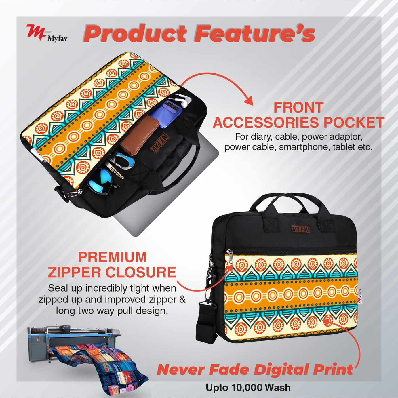 MY FAV Office Bag for Men and Women, Water Repellent Highly Durable Business Briefcase Bag for Laptop/Notebook/MacBook/Office/Travel/Business - Design 9