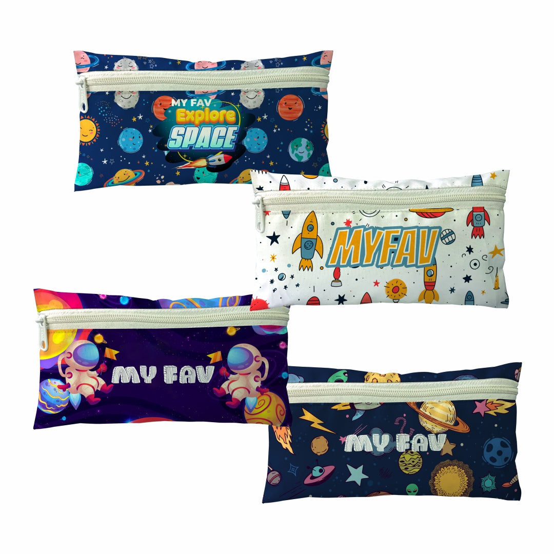 MY FAV Explore Space Print Pencil Pouch Bag Case with Zip for Students, School Supply Organizer Stationery Zip Pouch Bag for Kids Return Gifts