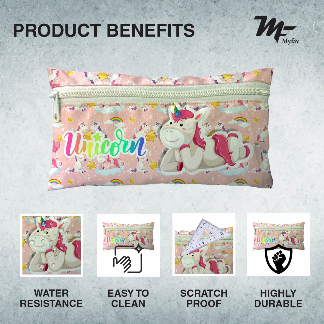 MY FAV Unicorn Print Pencil Pouch Bag Case with Zip for Students (20 Pcs)