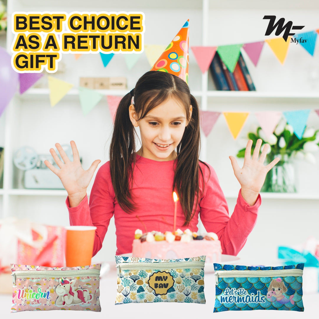 MY FAV Unicorn Print Pencil Pouch Bag Case with Zip for Students (20 Pcs)