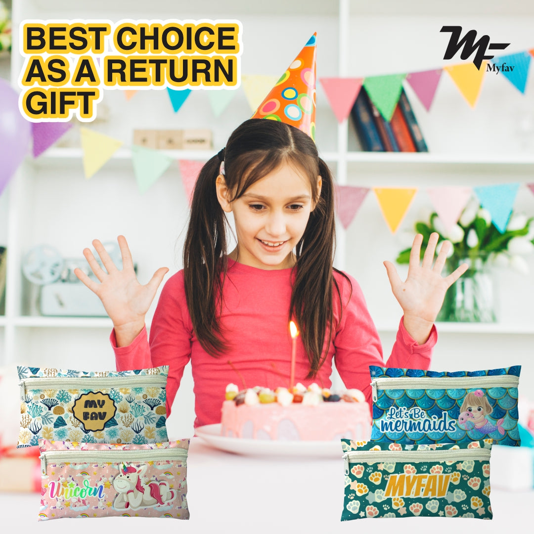 MY FAV Unicorn Print Pencil Pouch Bag Case with Zip for Students (50 Pcs)