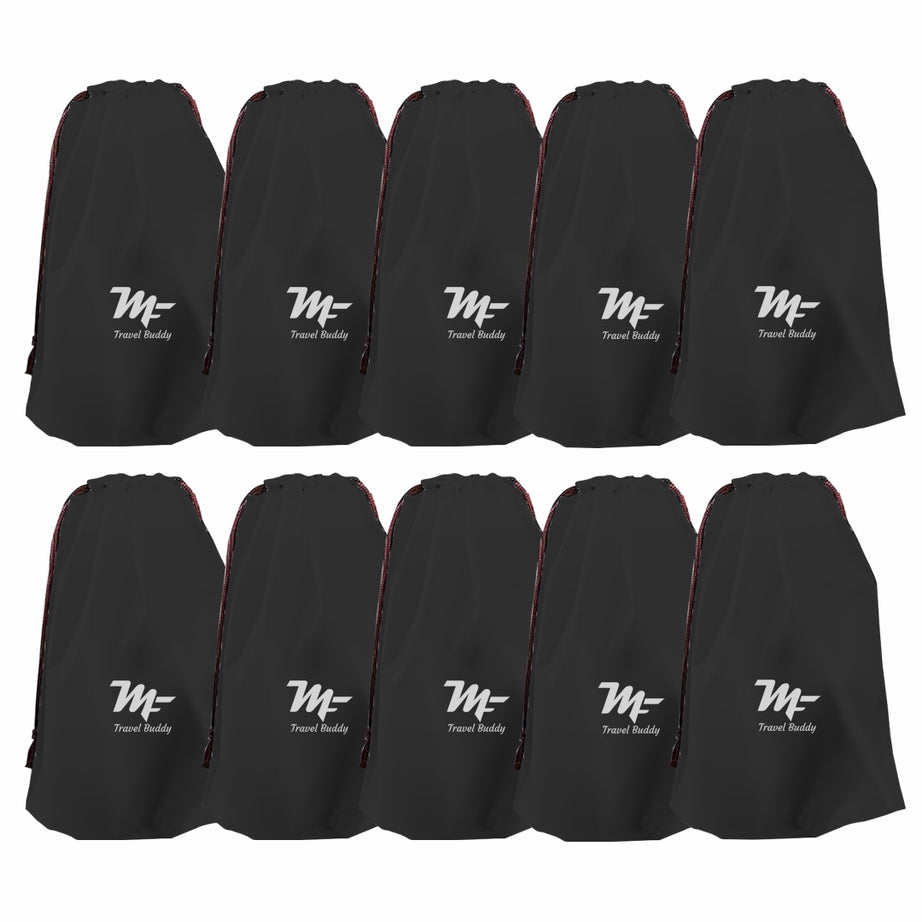 MY Fav Pack of 10 Pcs Shoe Bag Cover for Shoe Storage & Travelling Drawstring Bags Waterproof, Black