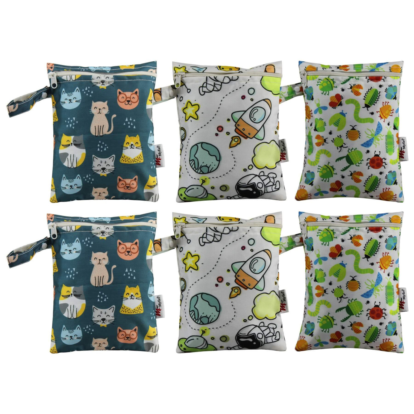 My Fav Multicolor Multiutility Wet Dry Pouch/Diaper Bag/Travel Pouch/Travel Kit - Pack of 6