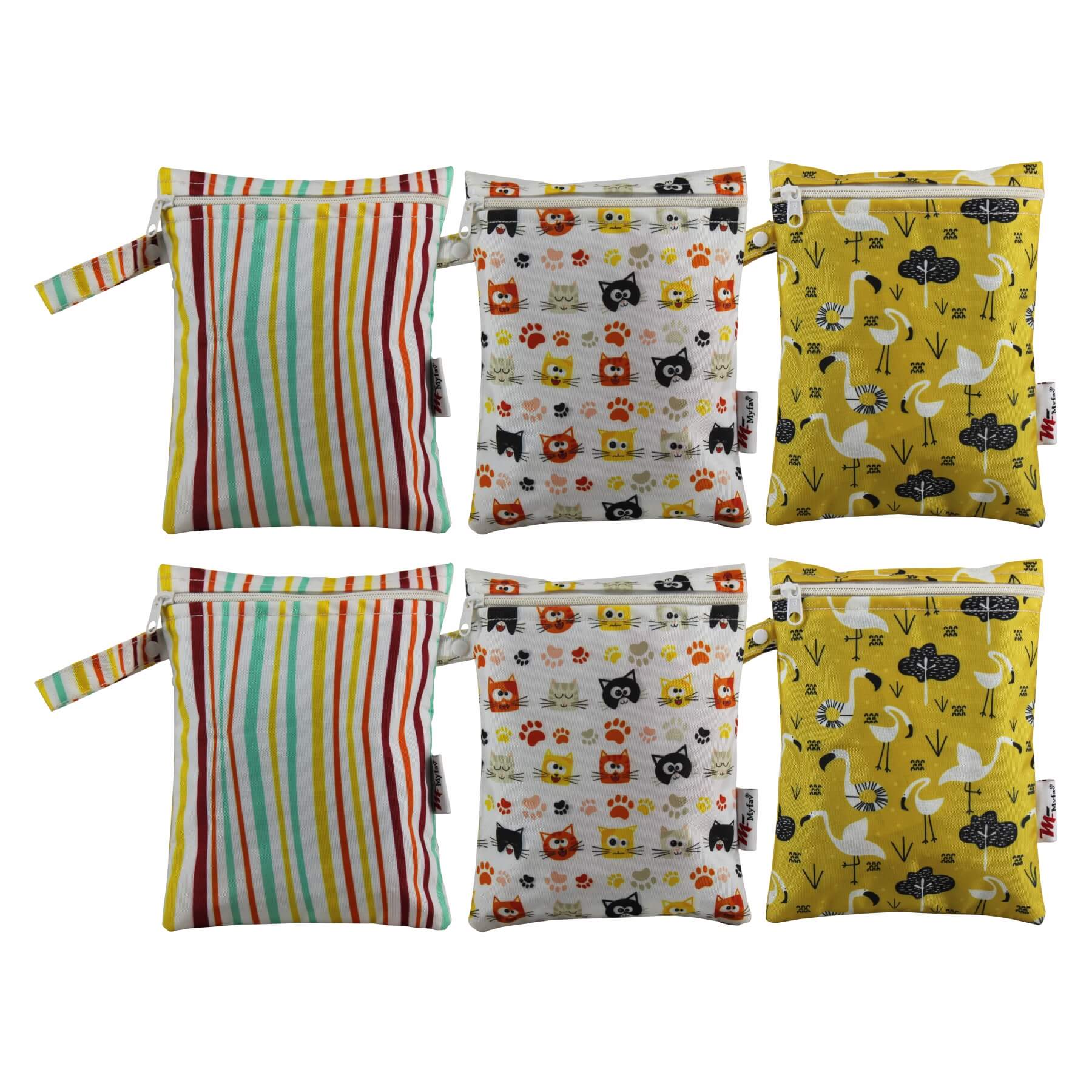 My Fav Multicolor Multiutility Wet Dry Pouch/Diaper Bag/Travel Pouch/Travel Kit - Pack of 6