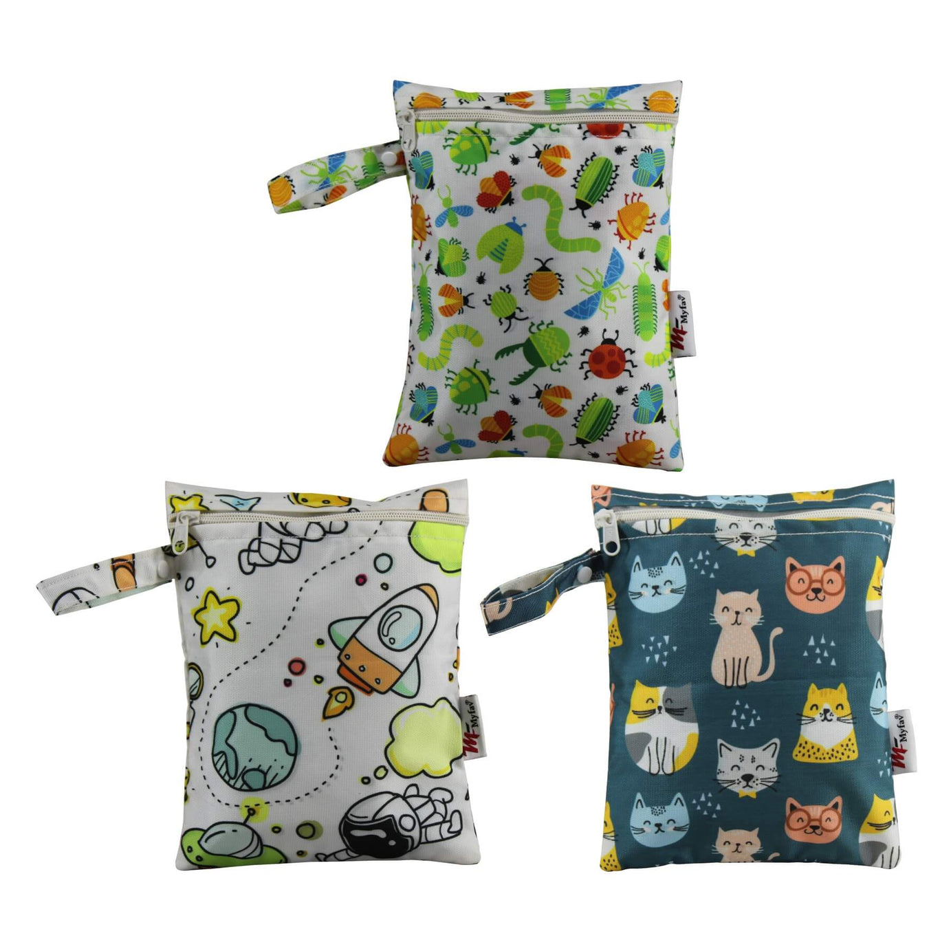 My Fav Spiral Print Multiutility Wet Dry Pouch/Diaper Bag/Travel Pouch/Travel Kit - Pack of 3