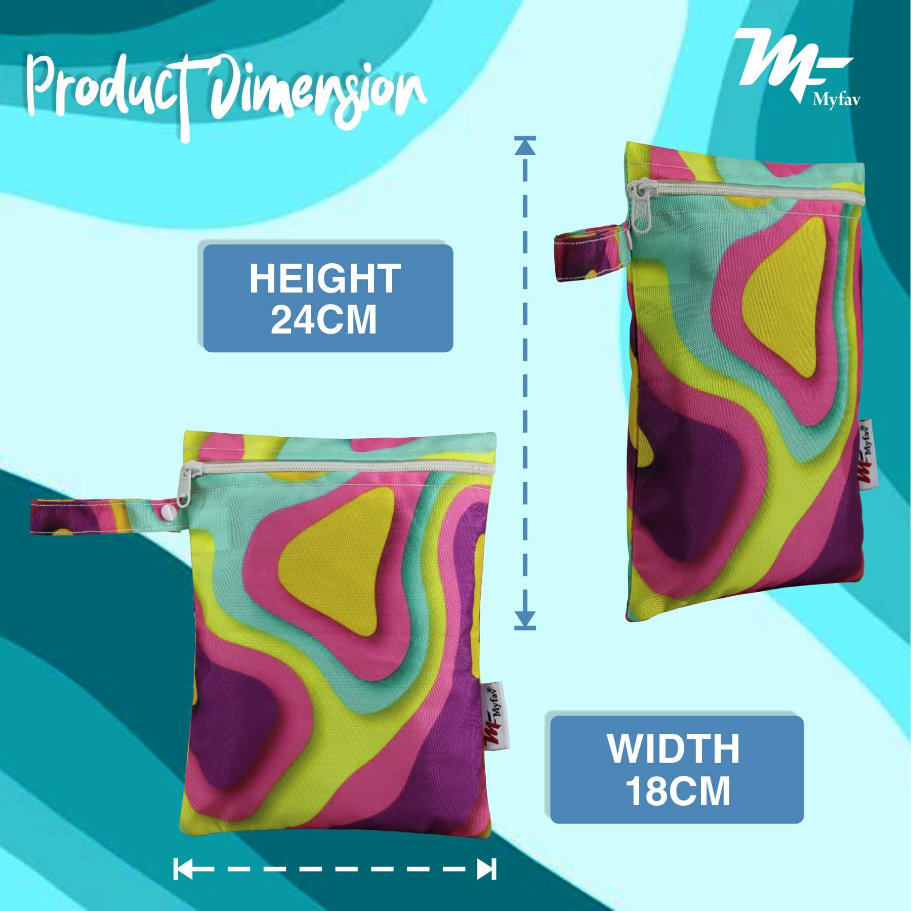 My Fav Spiral Print Multiutility Wet Dry Pouch/Diaper Bag/Travel Pouch/Travel Kit - Pack of 3