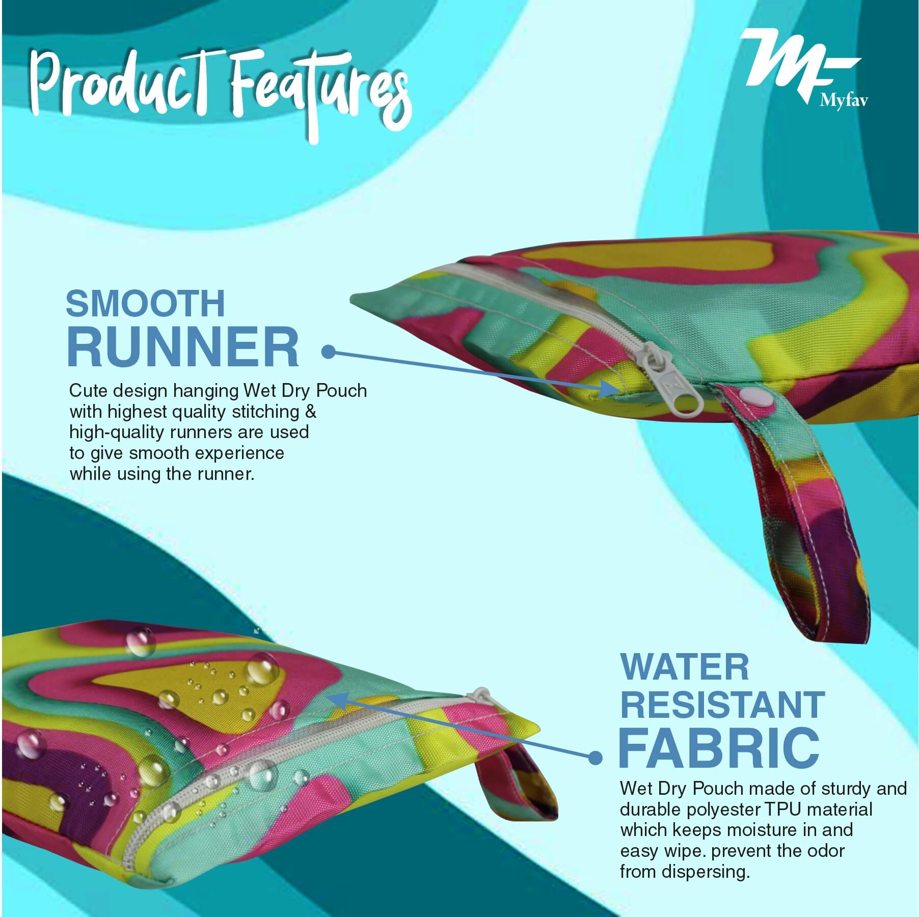 My Fav Spiral Print Multiutility Wet Dry Pouch/Diaper Bag/Travel Pouch/Travel Kit - Pack of 2