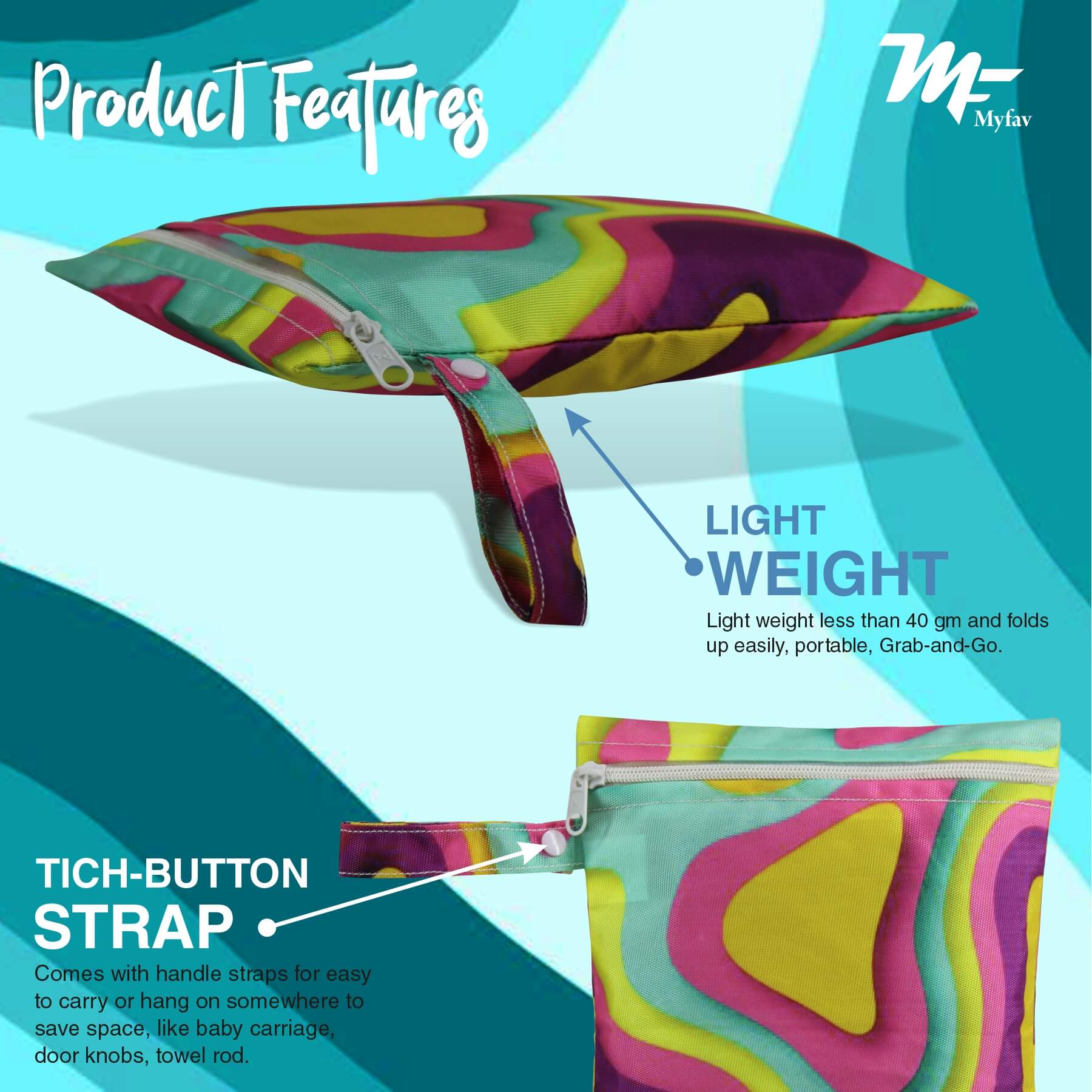 My Fav Spiral Print Multiutility Wet Dry Pouch/Diaper Bag/Travel Pouch/Travel Kit