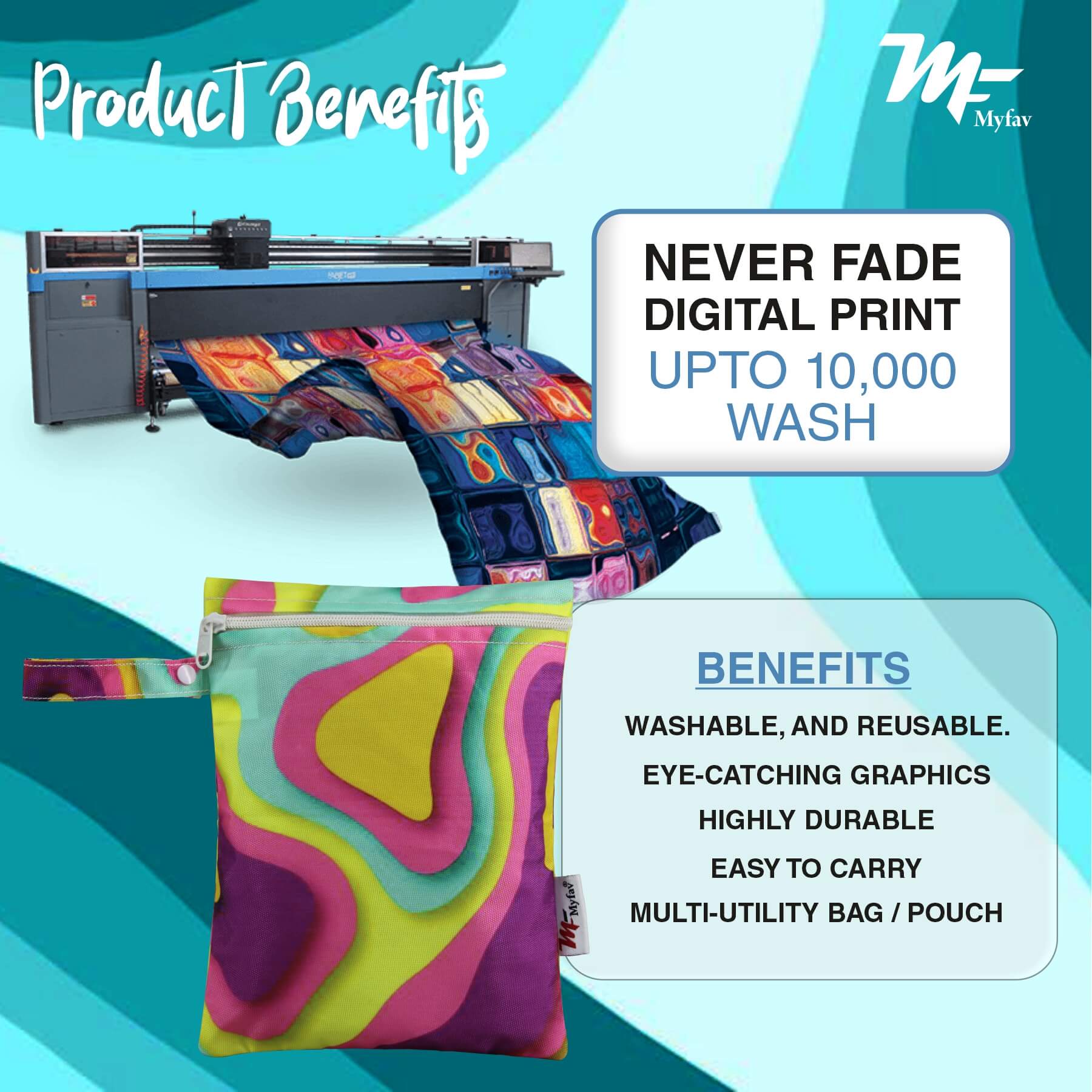 My Fav Spiral Print Multiutility Wet Dry Pouch/Diaper Bag/Travel Pouch/Travel Kit