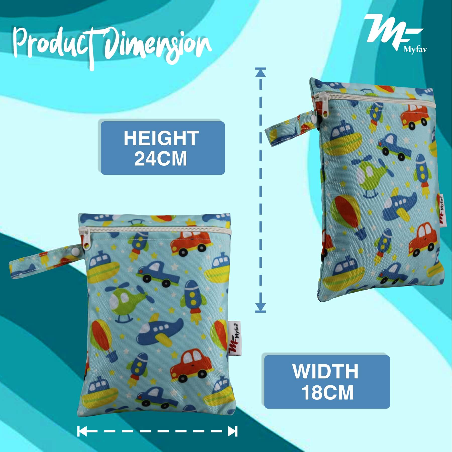 My Fav Kidish Print Multiutility Wet Dry Pouch/Diaper Bag/Travel Pouch/Travel Kit