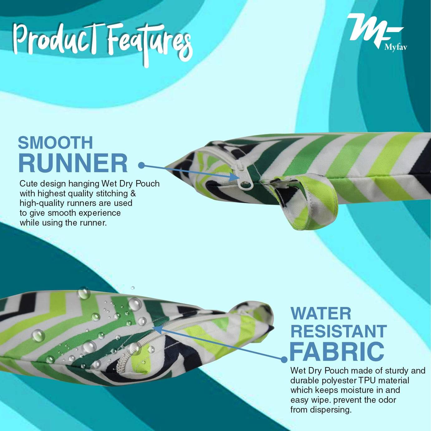 My Fav Spiral Print Multiutility Wet Dry Pouch/Diaper Bag/Travel Pouch/Travel Kit - Pack of 2