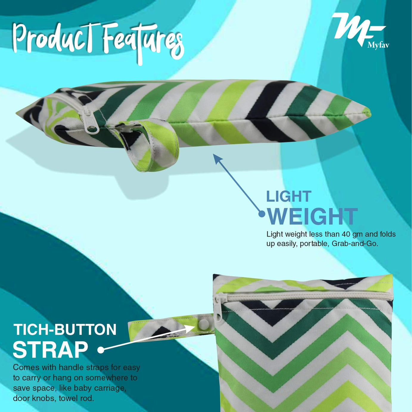 My Fav Ikkat Print Multiutility Wet Dry Pouch/Diaper Bag/Travel Pouch/Travel Kit