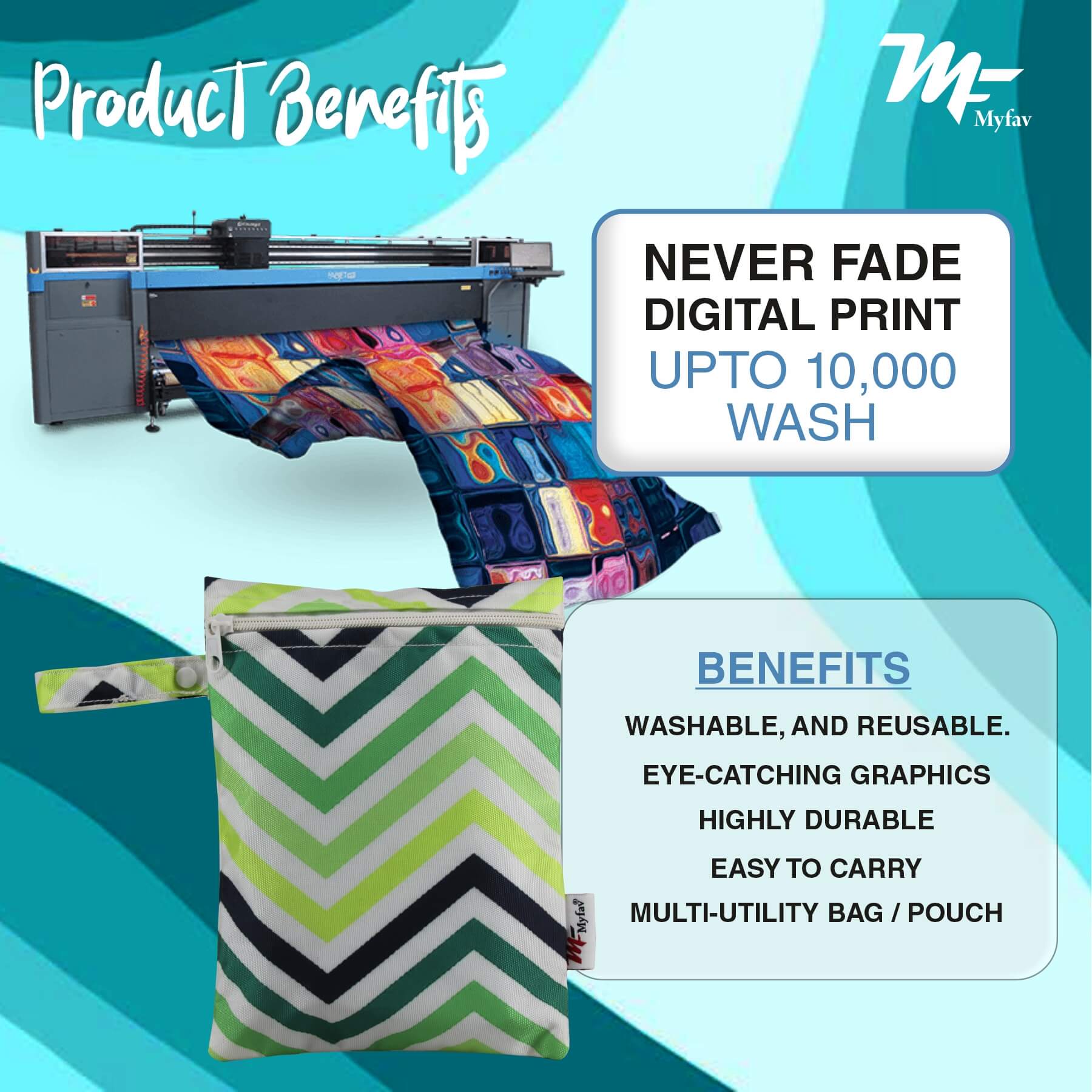 My Fav Ikkat Print Multiutility Wet Dry Pouch/Diaper Bag/Travel Pouch/Travel Kit