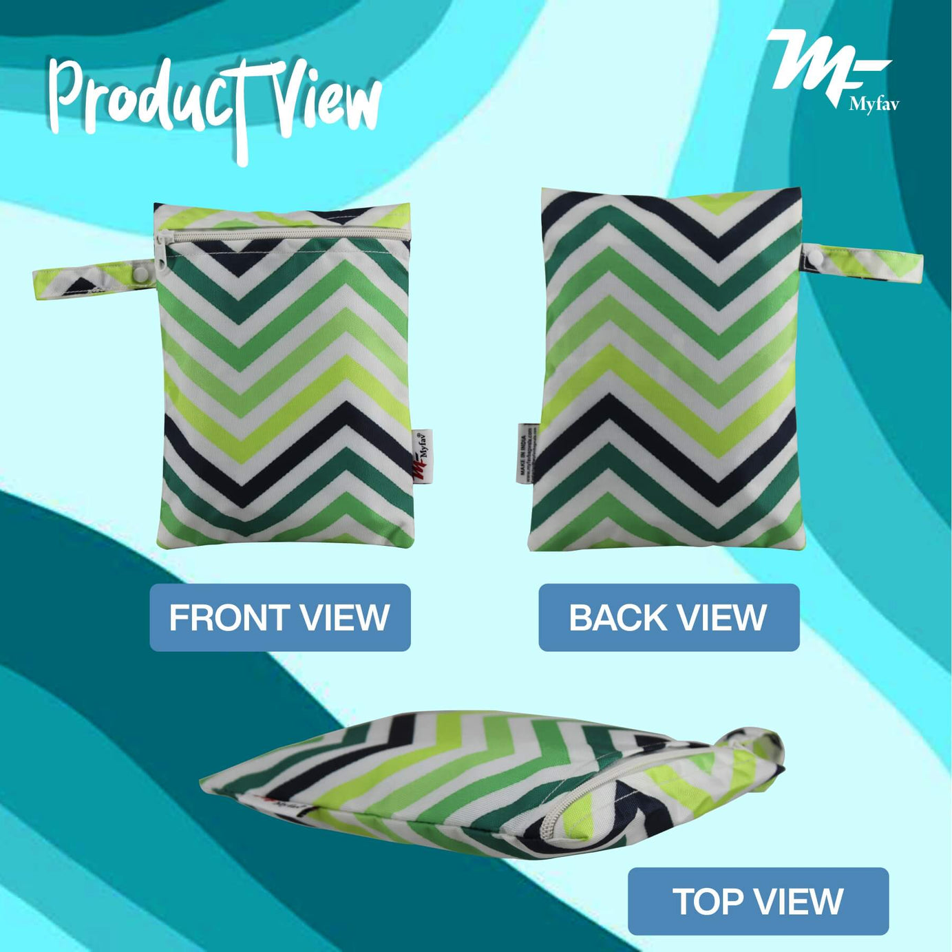 My Fav Spiral Print Multiutility Wet Dry Pouch/Diaper Bag/Travel Pouch/Travel Kit - Pack of 2