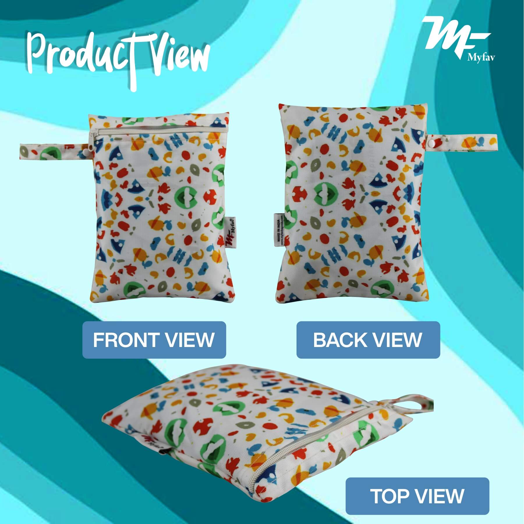 My Fav Multicolor Printed Multiutility Wet Dry Pouch/Diaper Bag/Travel Pouch/Travel Kit