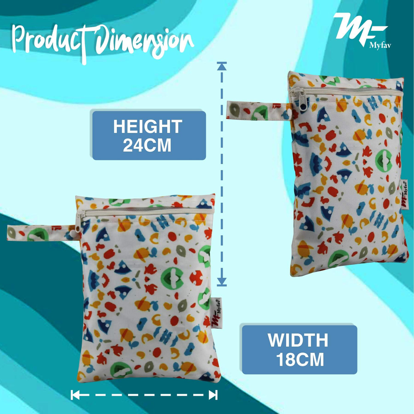 My Fav Multicolor Printed Multiutility Wet Dry Pouch/Diaper Bag/Travel Pouch/Travel Kit