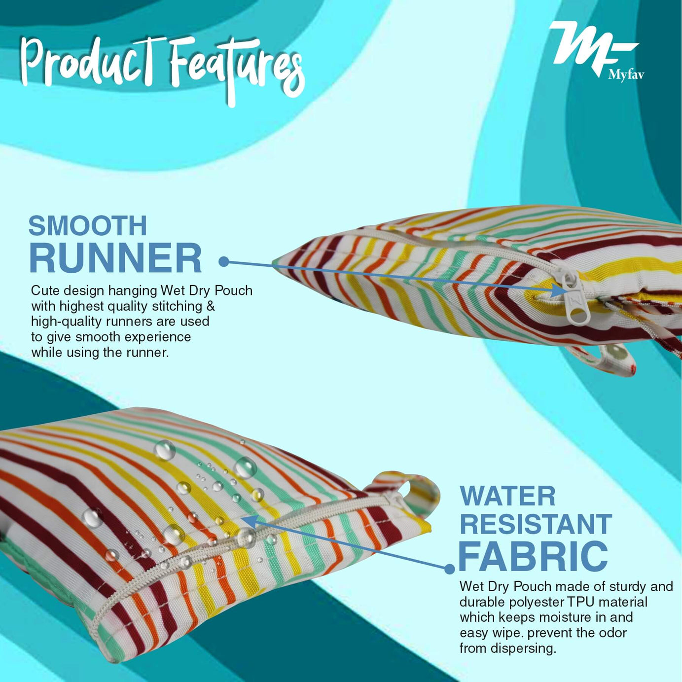 My Fav Spiral Print Multiutility Wet Dry Pouch/Diaper Bag/Travel Pouch/Travel Kit - Pack of 2