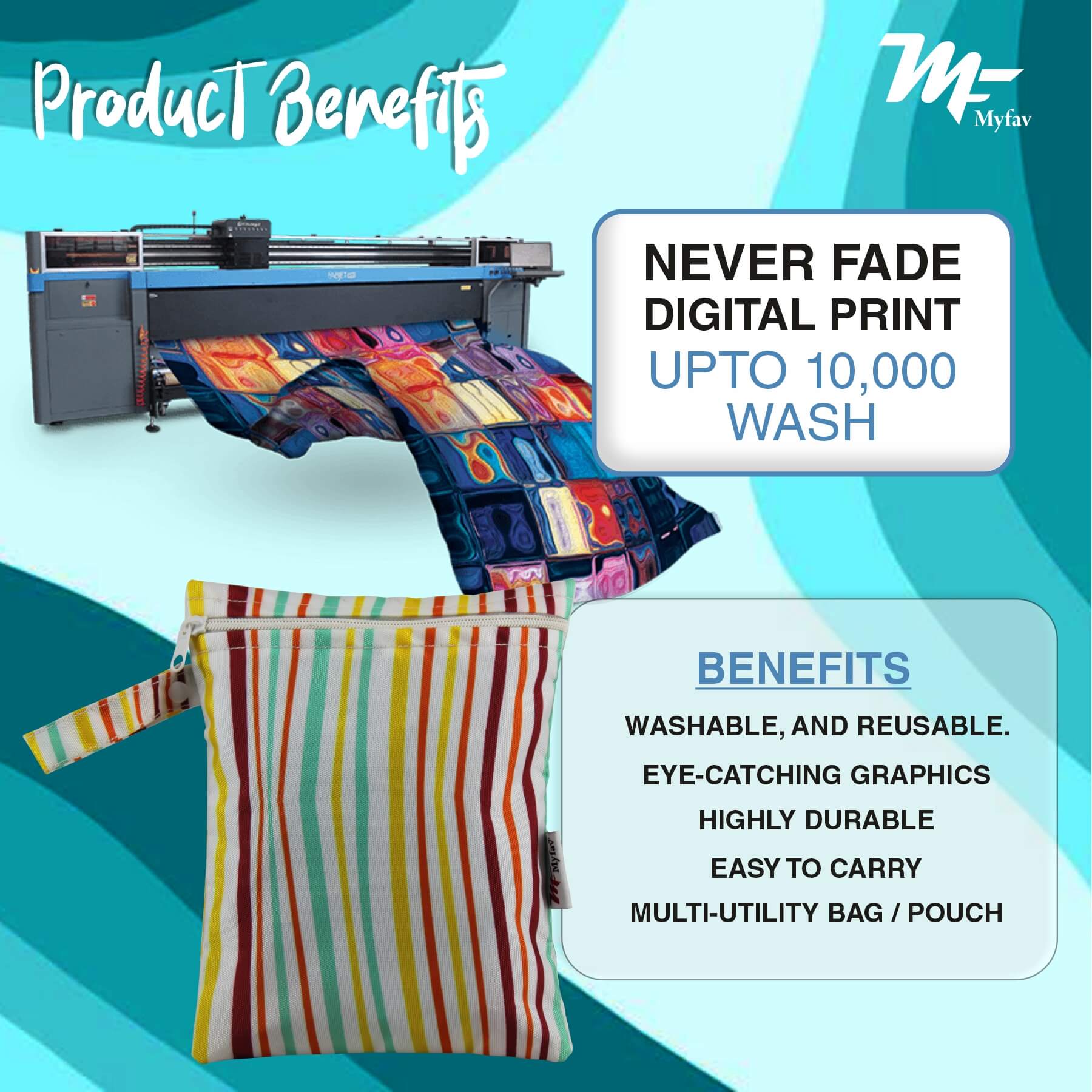 My Fav Stripes Print Multiutility Wet Dry Pouch/Diaper Bag/Travel Pouch/Travel Kit