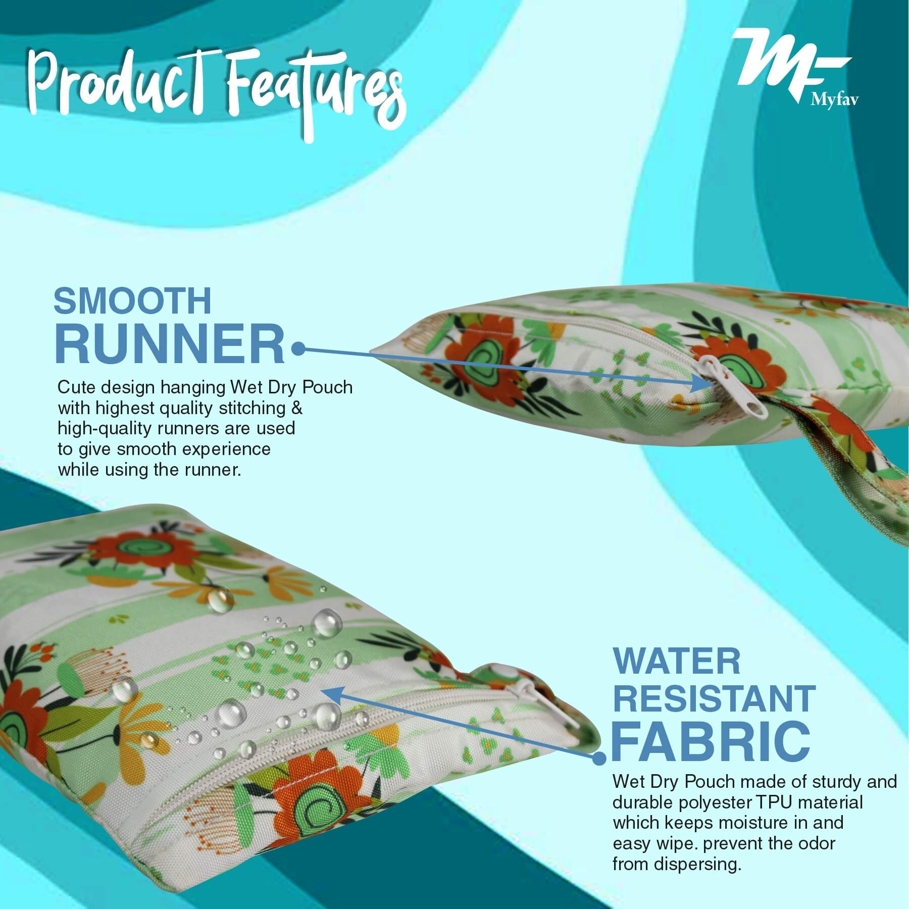 My Fav Spiral Print Multiutility Wet Dry Pouch/Diaper Bag/Travel Pouch/Travel Kit - Pack of 2