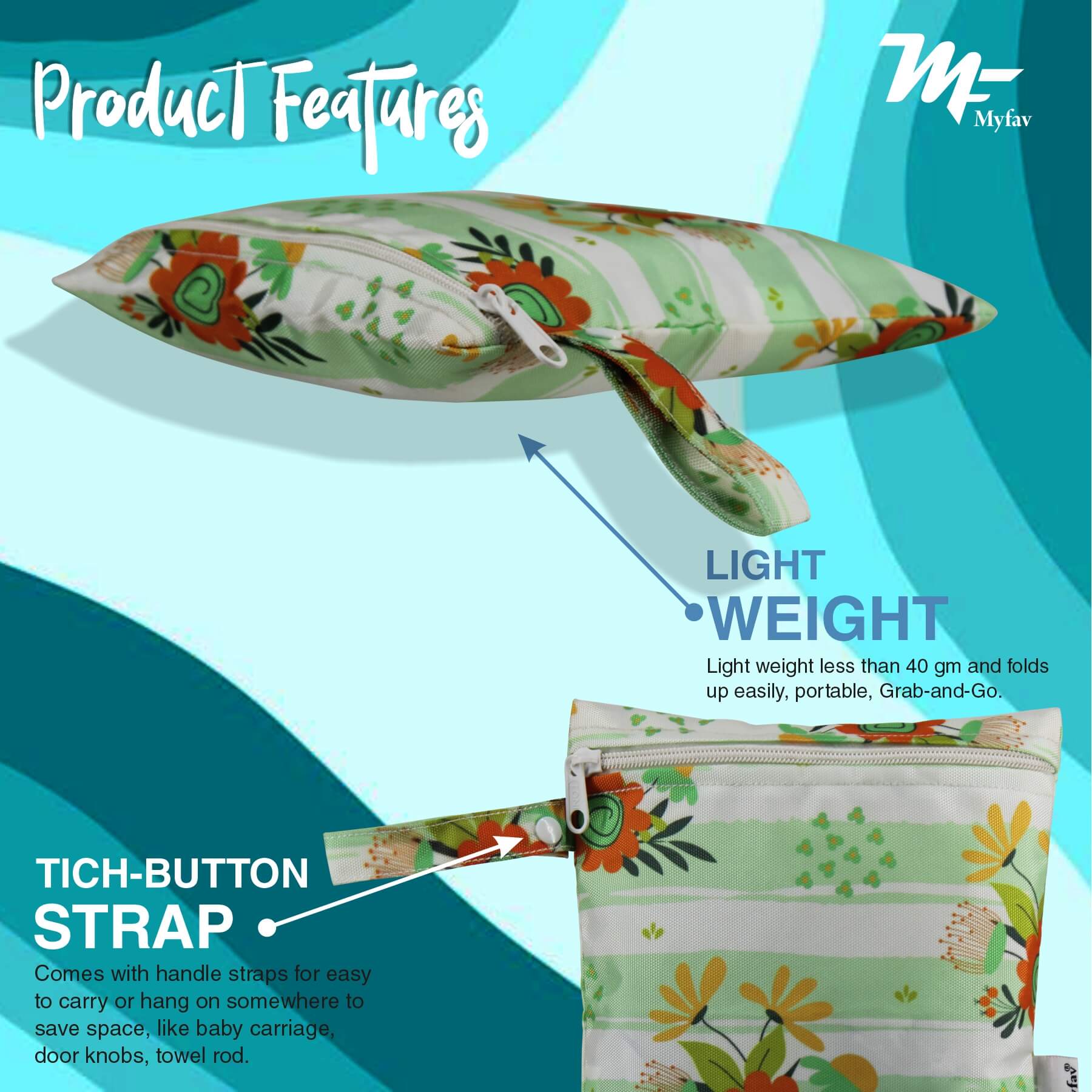 My Fav Spiral Print Multiutility Wet Dry Pouch/Diaper Bag/Travel Pouch/Travel Kit - Pack of 2