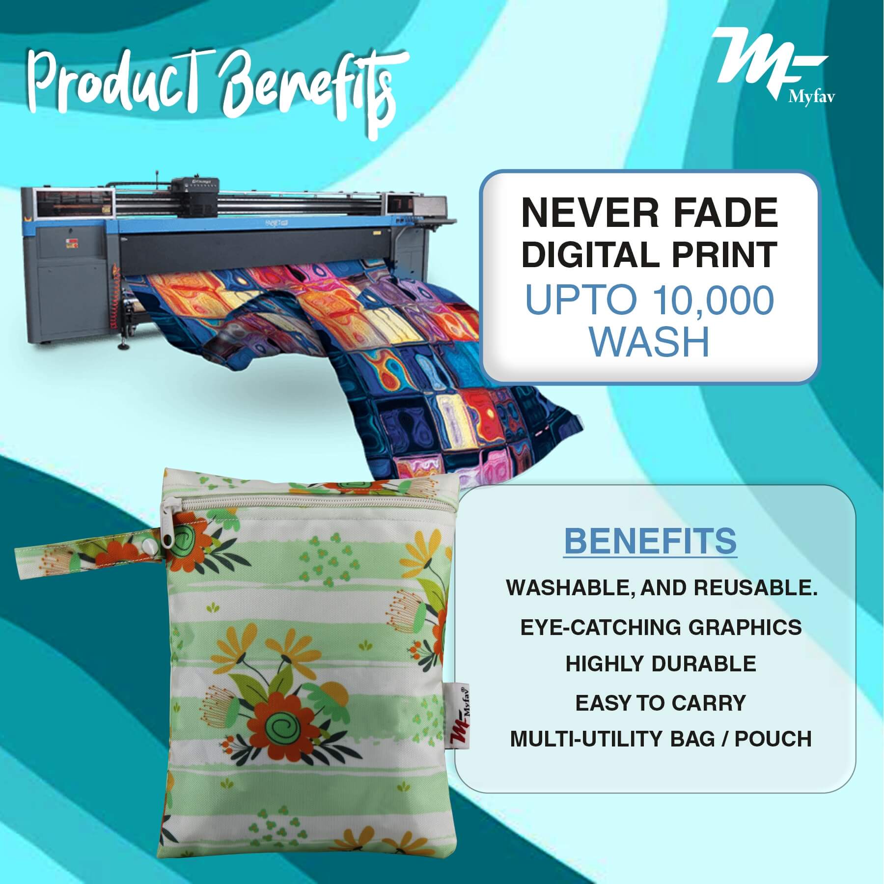 My Fav Floral Print Green Multiutility Wet Dry Pouch/Diaper Bag/Travel Pouch/Travel Kit