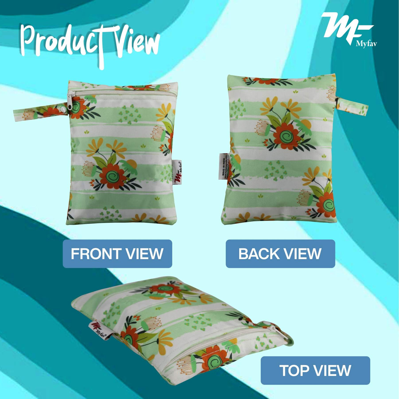 My Fav Digital Printed Multiutility Wet Dry Pouch/Diaper Bag/Travel Pouch/Travel Kit - Pack of 3