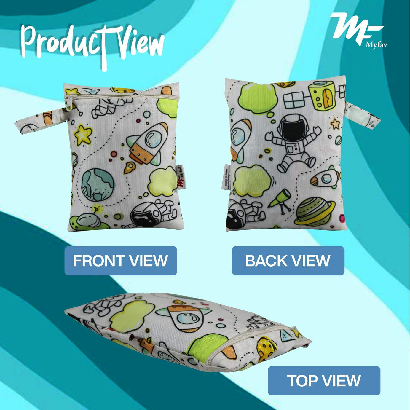 My Fav White Space Print Multiutility Wet Dry Pouch/Diaper Bag/Travel Pouch/Travel Kit